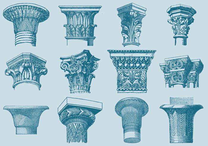 700x490 old style drawing column capitals - Pillar Drawing