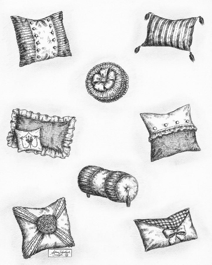 721x900 throw pillows drawing - Pillow Drawing