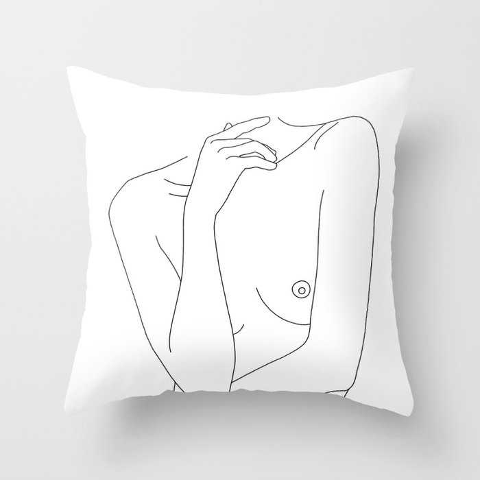 700x700 woman's body line drawing - Pillow Drawing