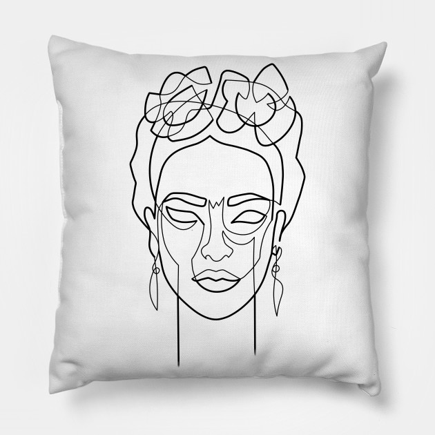 630x630 woman hair dos drawing in one line - Pillow Drawing