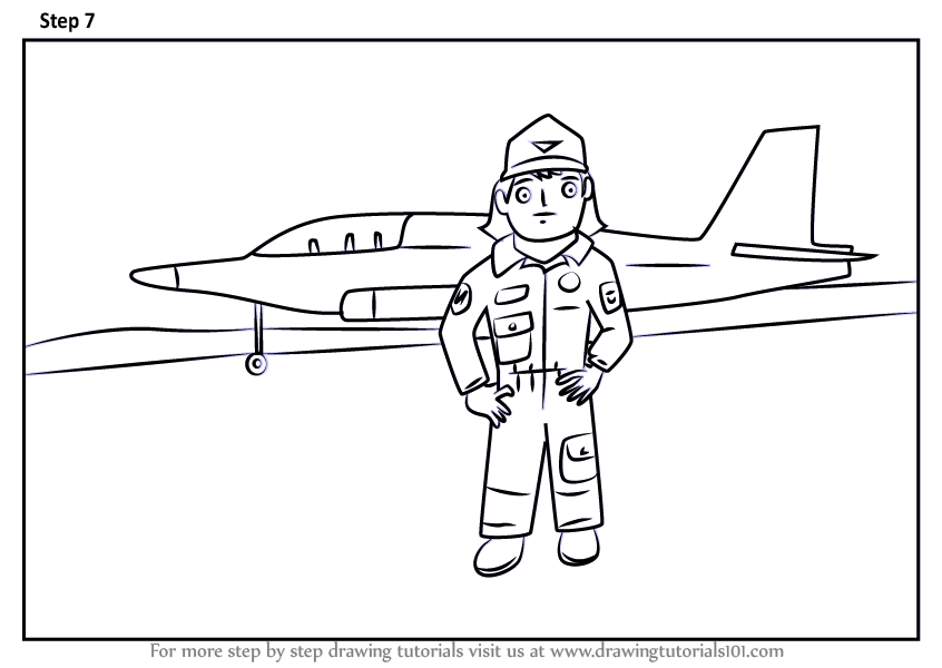 846x600 learn how to draw an airforce pilot for kids scene - Pilot Drawing