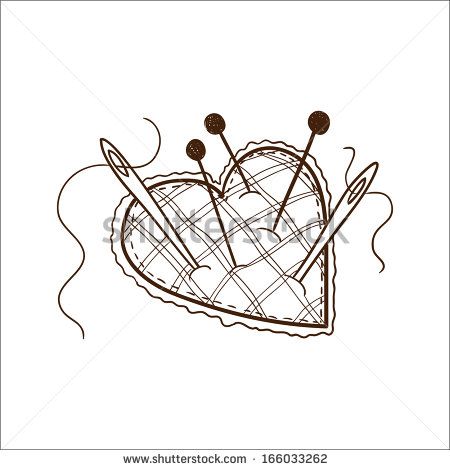 450x470 pin cushion in a heart shape sketch vector element for romantic - Pin Cushion Drawing
