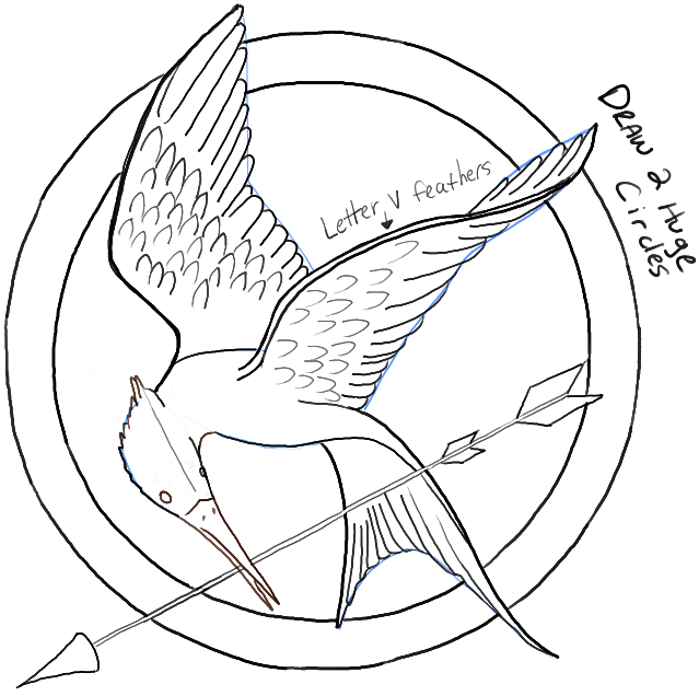 639x636 How To Draw The Hunger Games Logo Aka The Mockingjay Pin - Pin Drawing