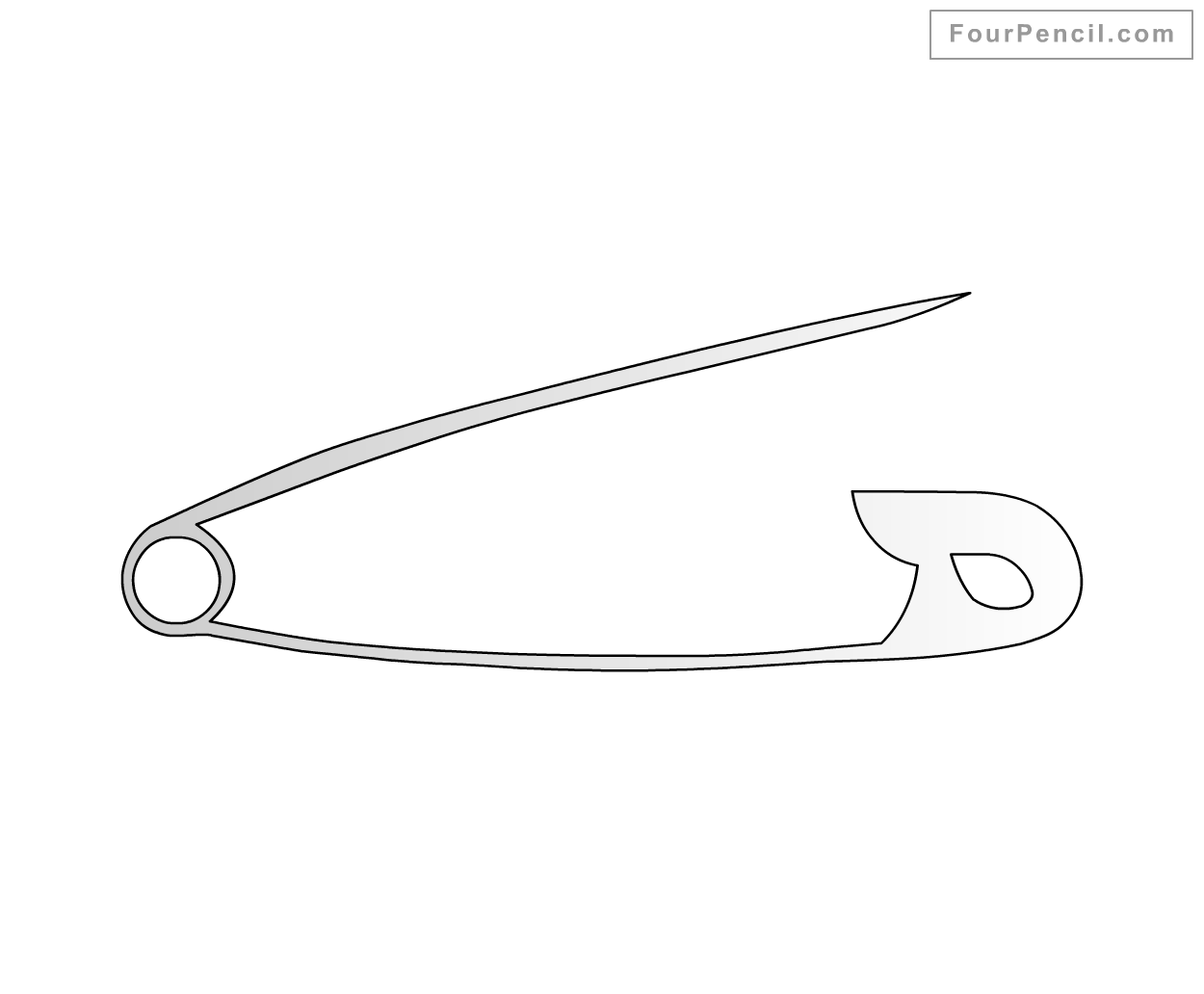 1250x1032 How To Draw Safety Pin For Kids Step - Pin Drawing