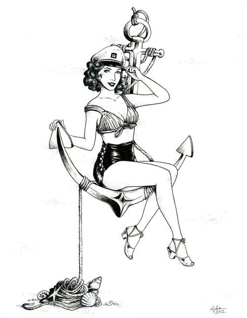 500x643 Pin Up Drawing - Pin Up Drawing