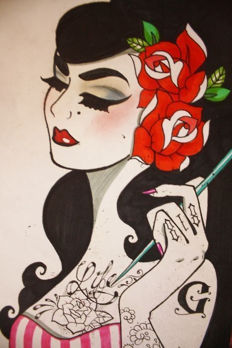 467x700 Girl Drawing Tumblr Art Illustration Art, Rockabilly Art - Pin Up Drawings Tumblr