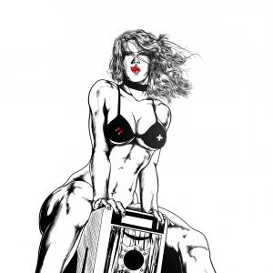 300x300 stock illustration cartoon pin up beach girl sohadacouri - Pin Up Girl Drawing