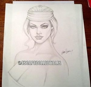 300x289 keith garvey pin up girl art original sketch ebay - Pin Up Girl Drawings