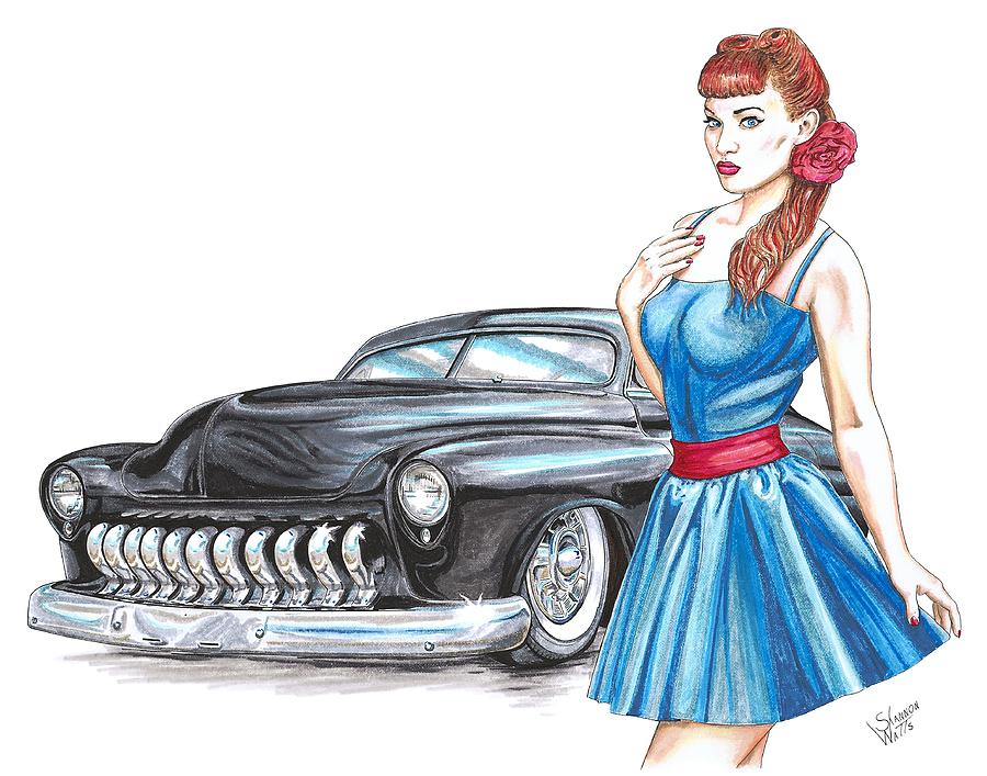 900x707 Mercury Custom Pin Up Girl Drawing - Pin Up Girl Drawings