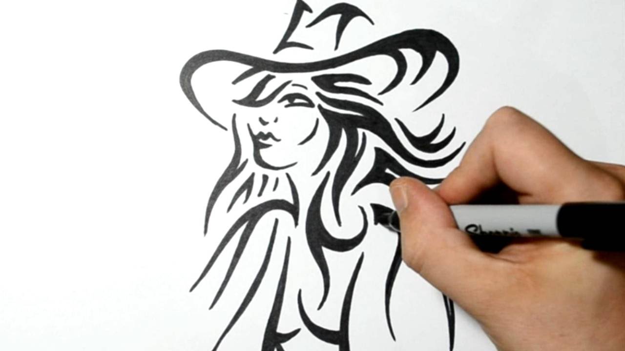 1280x720 how to draw a tribal pinup girl - Pin Up Girl Drawings