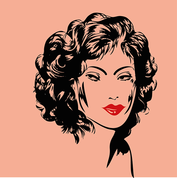 600x602 Pinup Girls Face Vector Art On Behance - Pin Up Girl Face Drawing