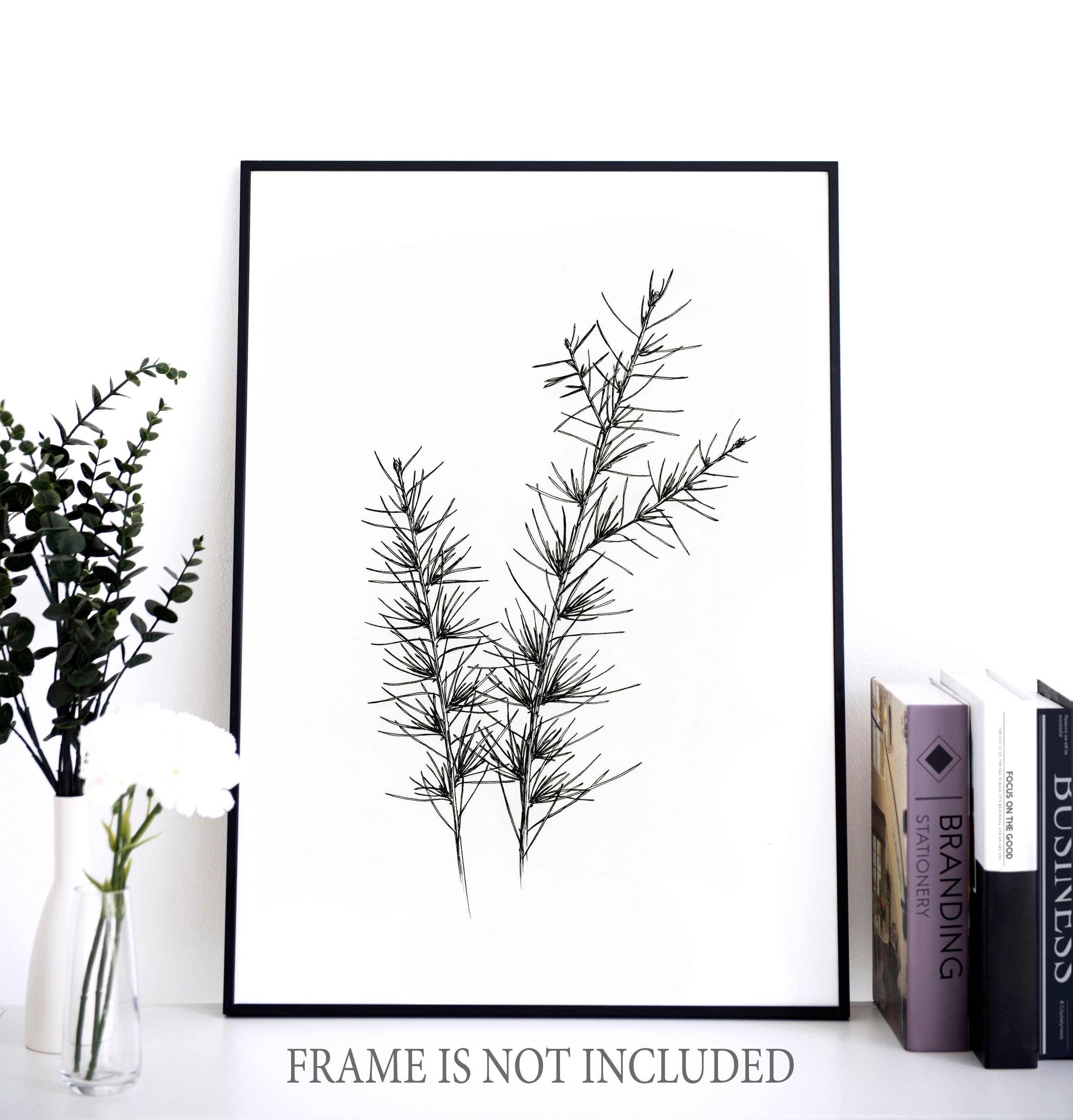 2669x2786 Pine Branch Fine Art Giclee Print Wall Decor Black Ink Etsy - Pine Branch Drawing