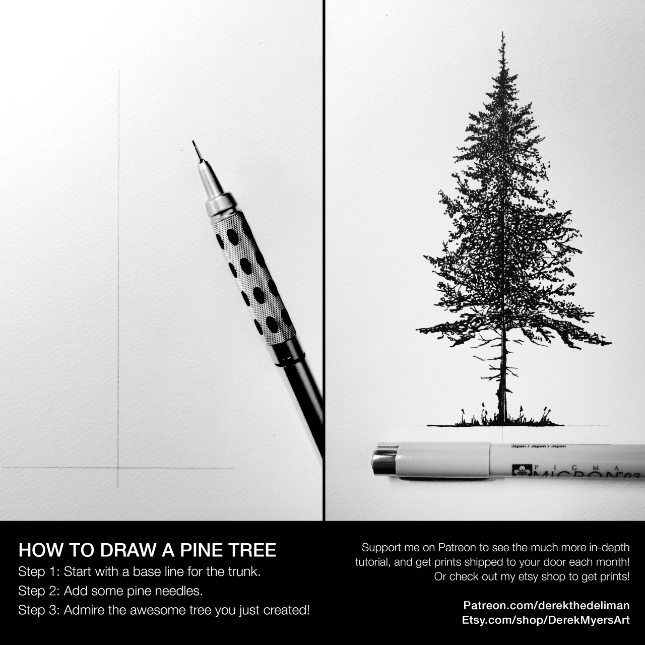Pine Tree Drawing Tutorial At Paintingvalley.com 