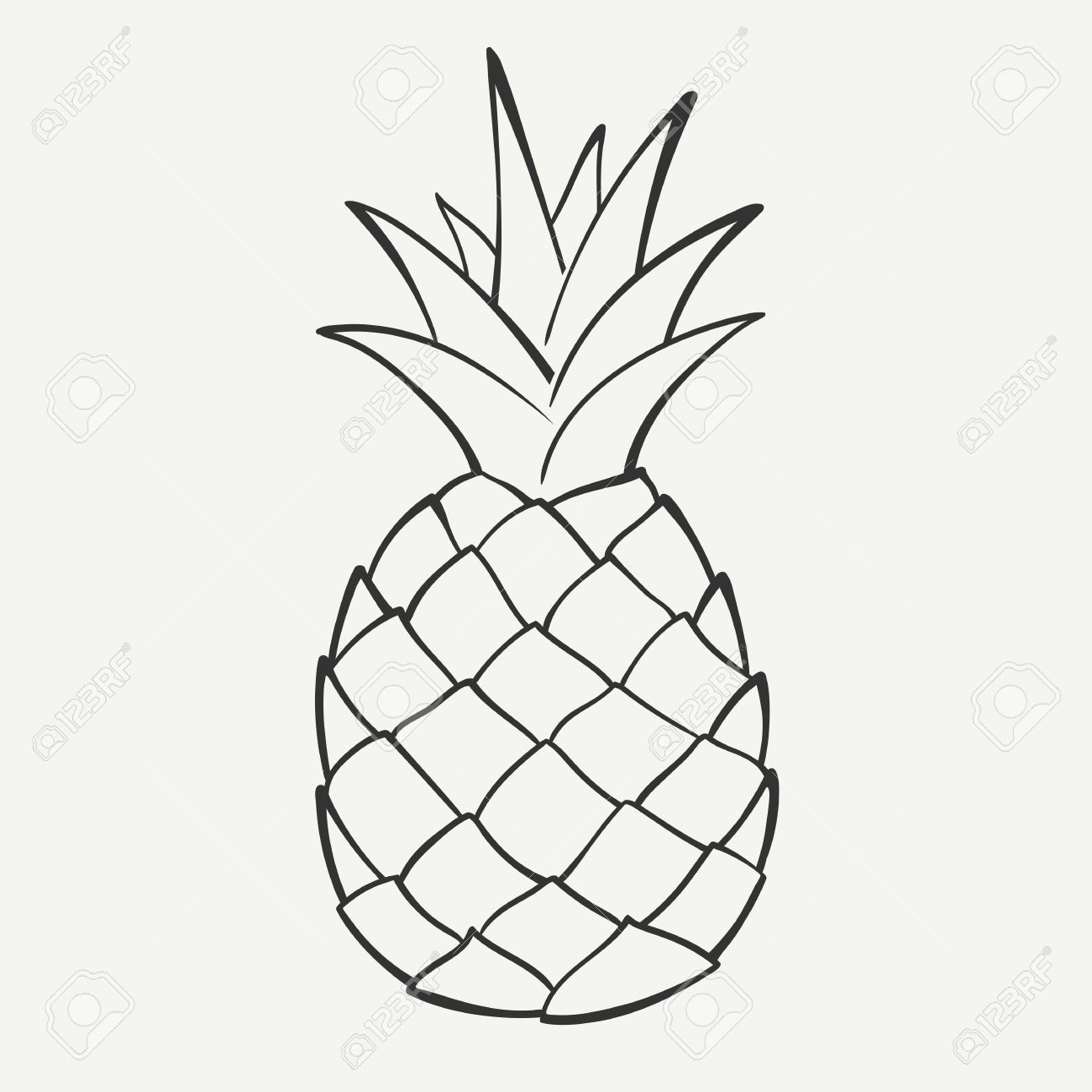 1300x1300 Outline Black And White Image Of A Pineapple E's Room - Pineapple Drawing