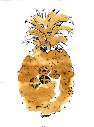 375x507 coffee stained pineapple drawing - Pineapple Drawing Clip Art
