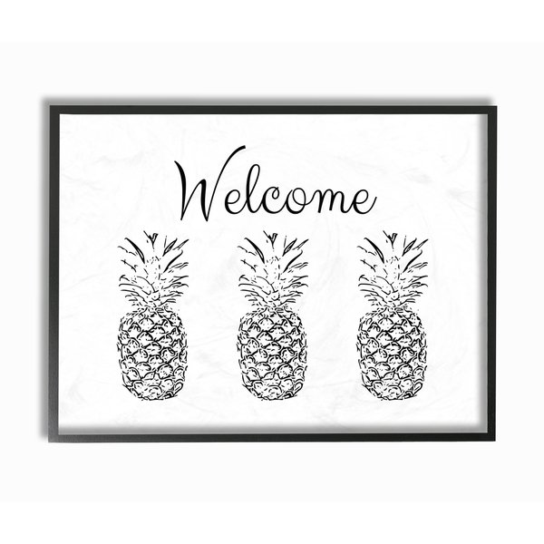 600x600 Shop Welcome Pineapple Line Drawing Framed Giclee Texturized Art - Pineapple Line Drawing