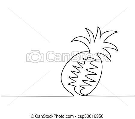 450x395 Stylized Drawing Of Pineapple Continuous Thin Line Drawing - Pineapple Line Drawing