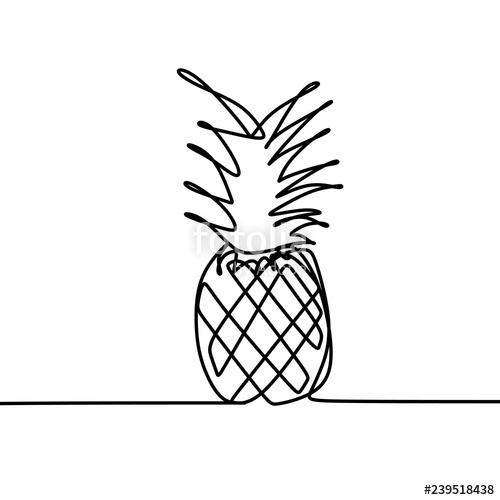 500x500 Pineapple One Line Drawing Vector Stock Image And Royalty Free - Pineapple Line Drawing