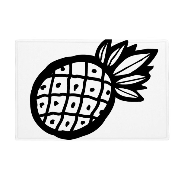 600x600 black pineapple line drawing fruit anti slip floor mat carpet - Pineapple Line Drawing