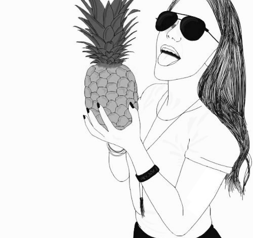 500x470 Image About Girl In O U T L I N E S - Pineapple Outline Drawing