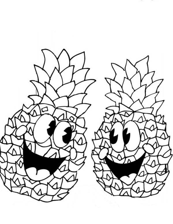 600x776 Pineapple Coloring - Pineapple Outline Drawing