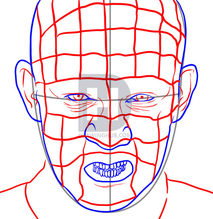 699x720 How To Draw Pinhead, Step - Pinhead Drawing