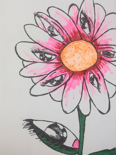 373x499 pink daisy - Pink Daisy Drawing
