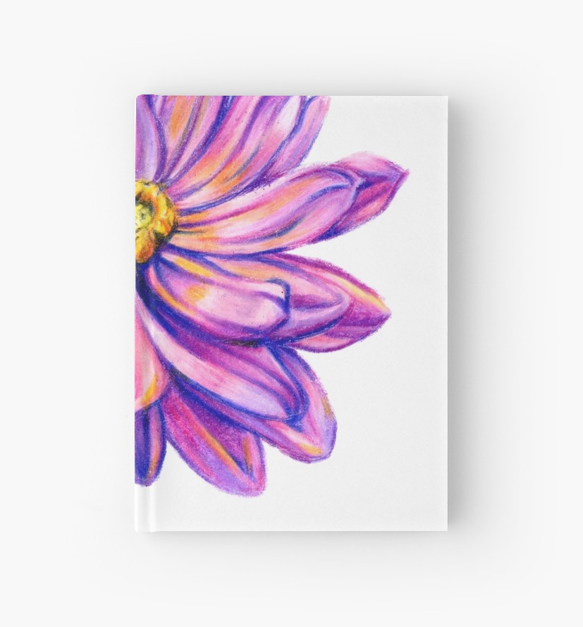 827x889 pink daisy colored pencil floral art hardcover journals - Pink Daisy Drawing