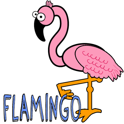 400x400 How To Draw Cartoon Pink Flamingos In Easy Steps Lesson - Pink Flamingo Drawing