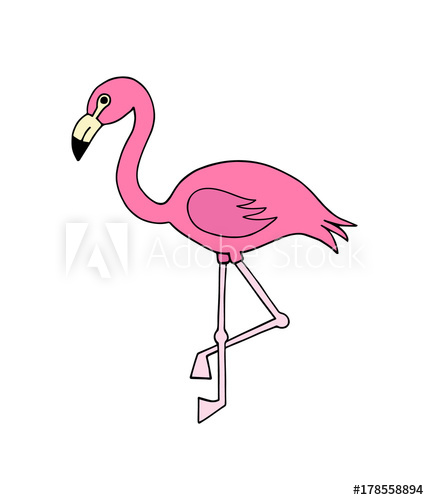 429x500 pink flamingo bird vector illustration doodle cartoon drawing - Pink Flamingo Drawing