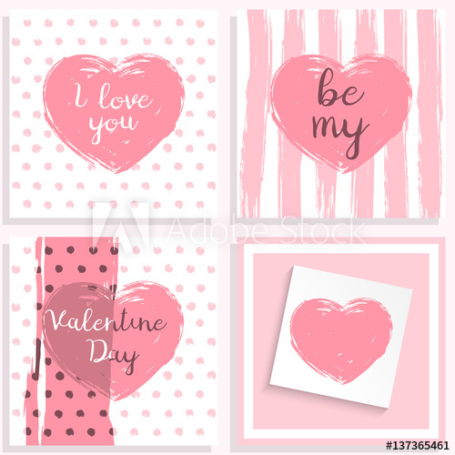 500x500 Valentine's Day Card Collection Pink Heart Drawing Painted Brush - Pink Heart Drawing