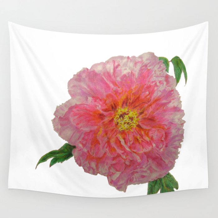 700x700 pink peony flower drawing wall tapestry - Pink Peony Drawing