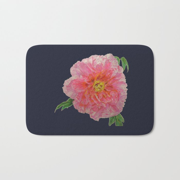 700x700 pink peony flower drawing on blue background bath mat - Pink Peony Drawing