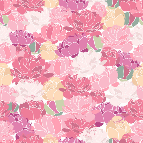 500x500 pink peonies seamless pattern hand drawing vector free vector - Pink Peony Drawing