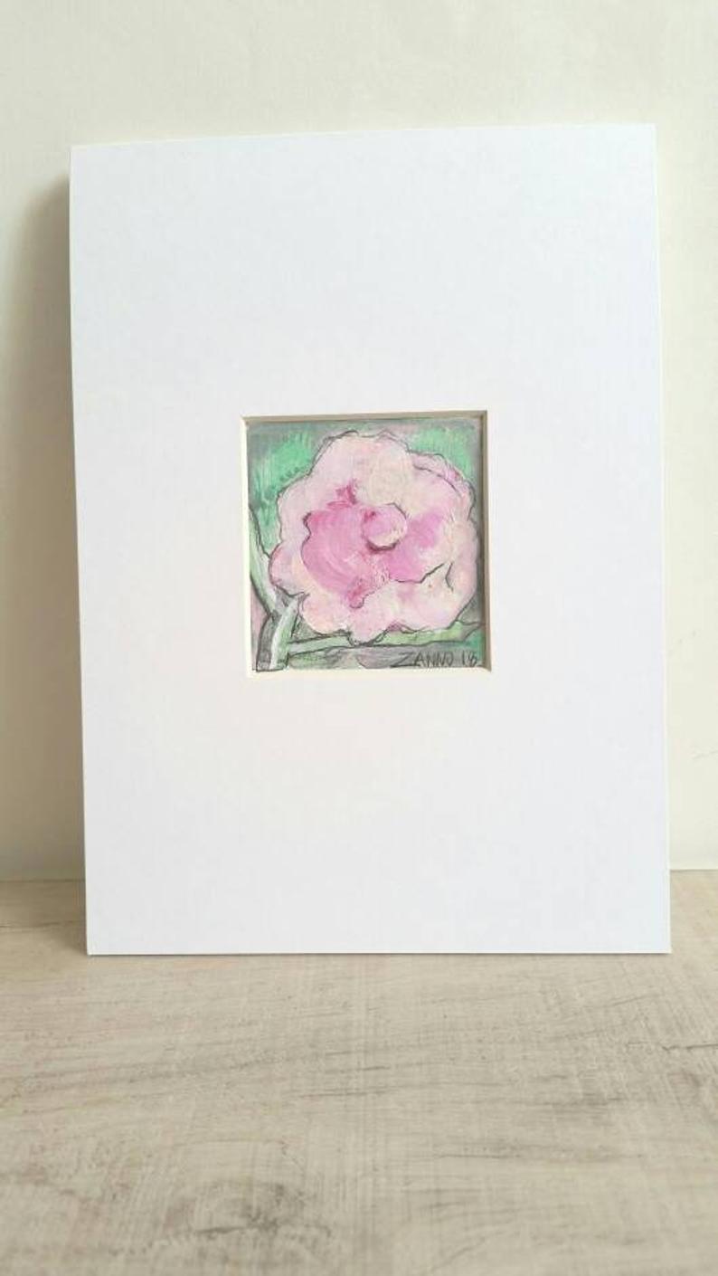 794x1410 small peony drawing pink peonies shabby chic cottage art mini etsy - Pink Peony Drawing