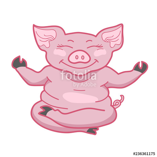 500x500 Happy Yoga Pink Pig Stock Image And Royalty Free Vector - Pink Pig Drawing
