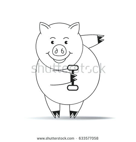 450x470 Pig Drawing Cartoon - Pink Pig Drawing