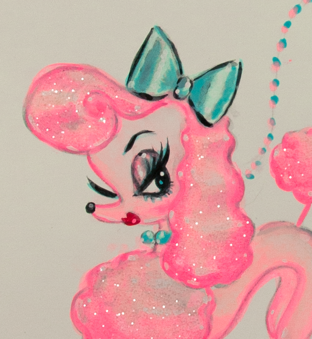 626x680 mint poodle girl and her pink poodle original drawing miss - Pink Poodle Drawing