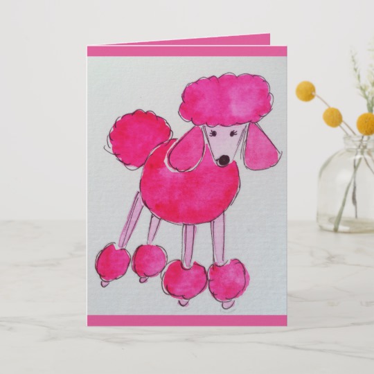 540x540 pink poodle birthday card - Pink Poodle Drawing