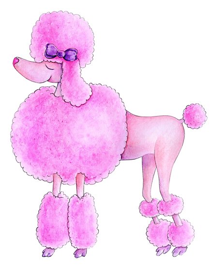 442x550 pink poodle dog whimsical watercolor painting posters - Pink Poodle Drawing