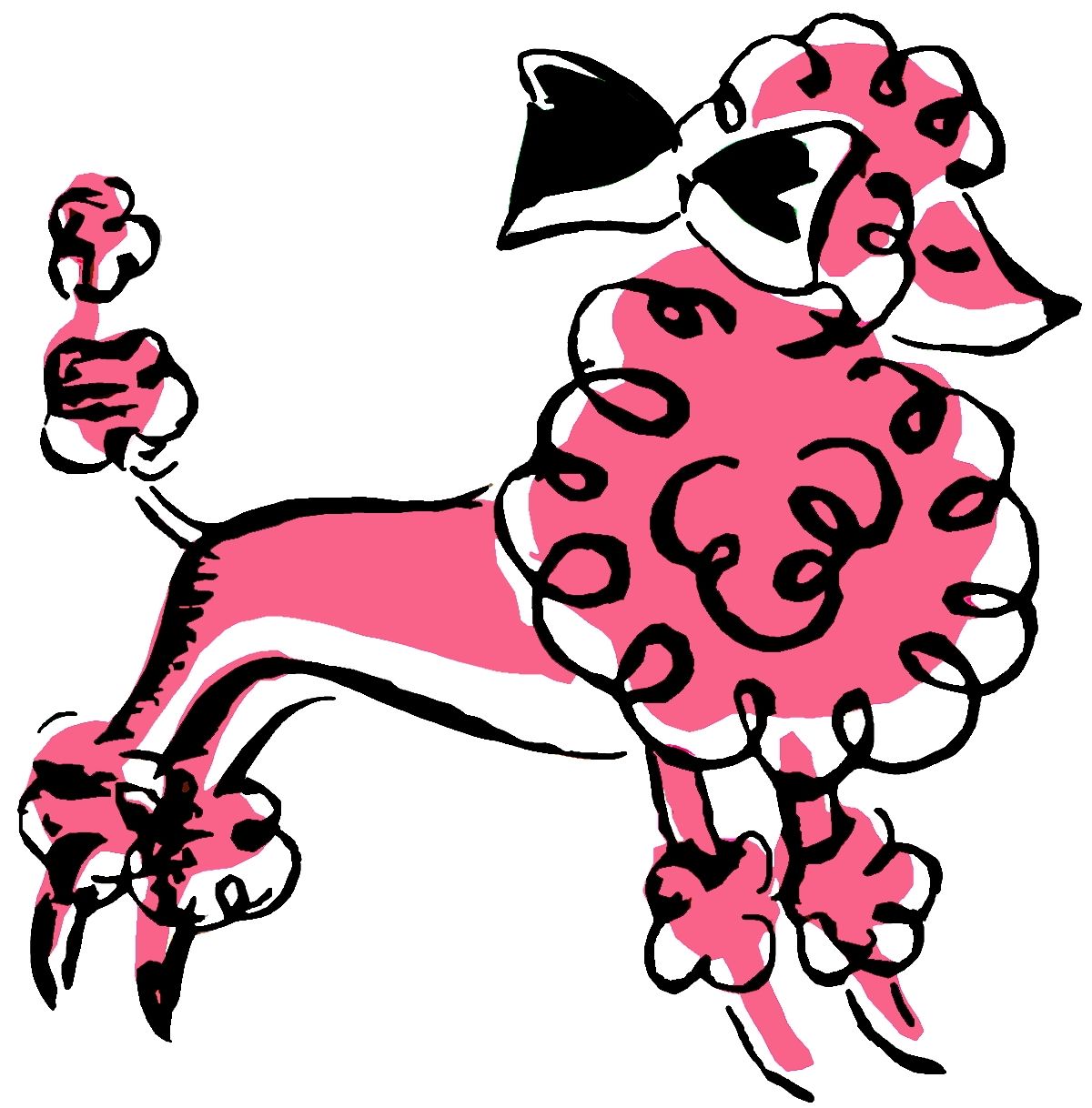 1200x1218 poodle art vintage retro cards - Pink Poodle Drawing