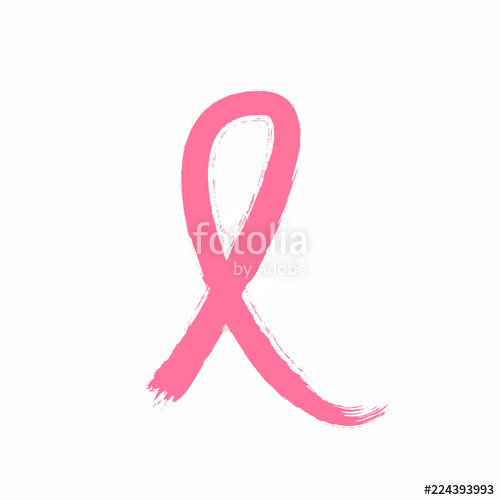 500x500 pink ribbon painted with watercolour brush symbol of the fight - Pink Ribbon Drawing