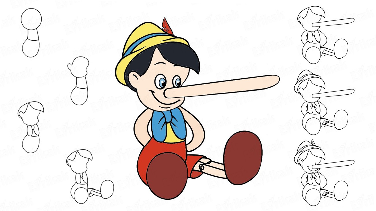 1300x731 How To Draw Pinocchio For Children Step - Pinocchio Drawing