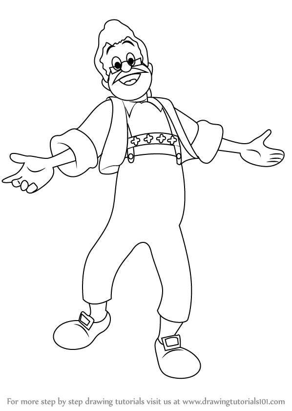 598x841 learn how to draw mister geppetto from pinocchio - Pinocchio Drawing