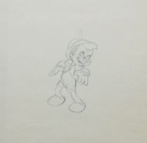 300x292 original walt disney production drawing from pinocchio featuring - Pinocchio Drawing