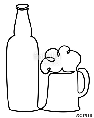 400x500 Pint Of Beer One Line Drawing Stock Image And Royalty Free Vector - Pint Drawing
