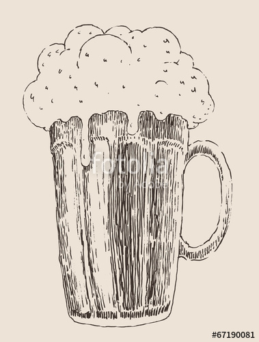 379x500 pint of beer vintage engraved illustration, hand drawn stock - Pint Of Beer Drawing