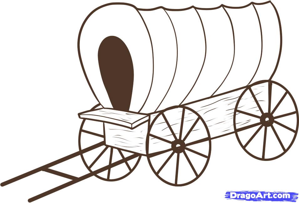 955x651 how to draw a wagon, step - Pioneer Drawing