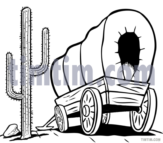 571x502 free drawing of covered wagon bw from the category history - Pioneer Wagon Drawing