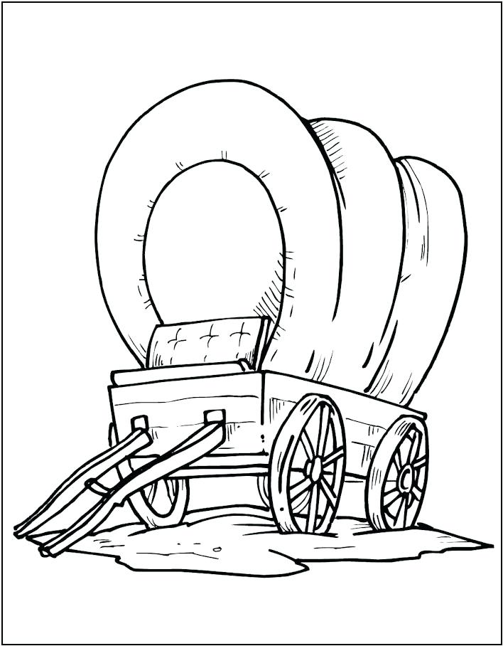 708x908 wagon coloring - Pioneer Wagon Drawing